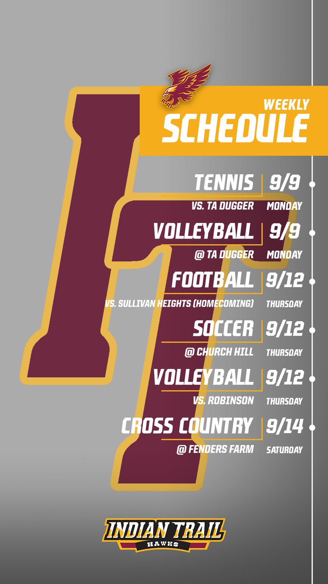 A look at this week’s schedules. 

Let’s go Hawks!!!