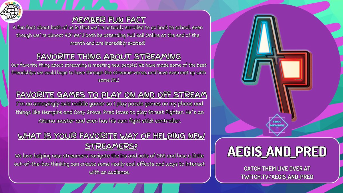 Our Featured Member of the week is
<a href="/Aegis_and_Pred/">Aegis_and_Predasus</a> ! Make sure to check them out and share some EBGG love! twitch.tv/aegis_and_pred