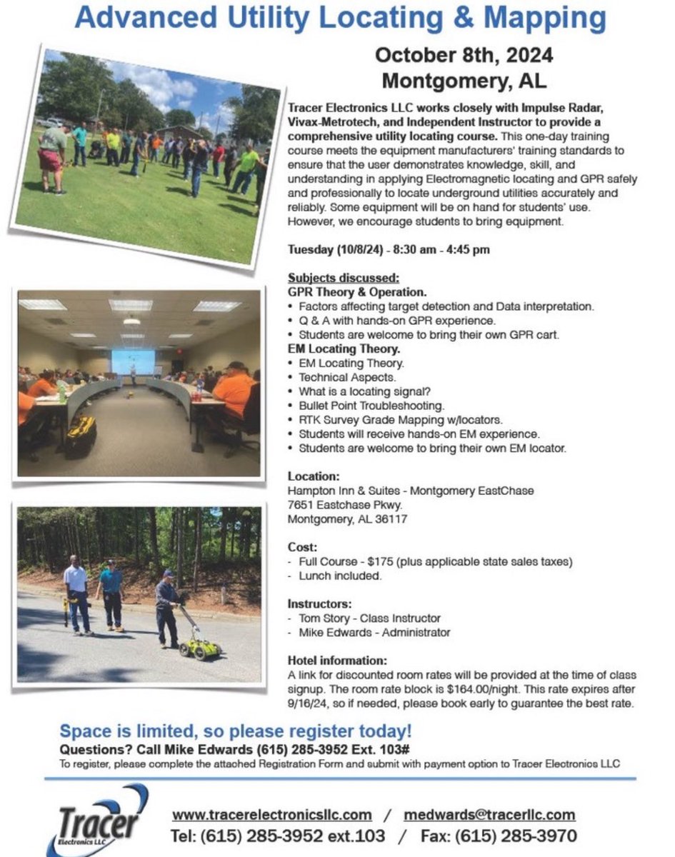 TracerLLC's tweet photo. Last week to get the guaranteed hotel cost. Make sure to sign up before Friday to lock in your discounted rate. #tracerelectronicsllc #tracerelectronics #vivax #impulseradar #utilitylocating #gpr #vivaxmetrotech https://t.co/Zzs9xyNOQi