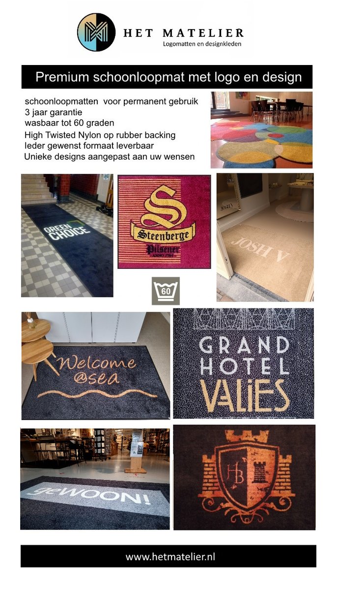 Het Matelier helpt haar  klanten met duurzamere oplossing voor de entree: schoonloopmatten van  milieuvriendelijk PET-tapijt. 

Zoekt  u ook een kleurrijke entree? Neem contact op met 
hetmatelier.nl #duurzaam
#recover #recycle #remake #reuse