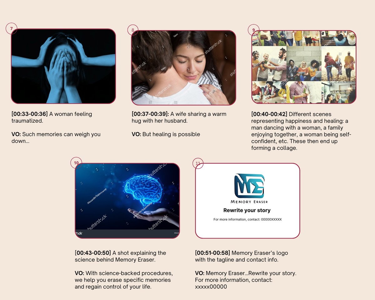 manocha_shivani's tweet image. Task 8 by @madadwomantweet

Brief: Write a commercial for a service that allows people to erase specific memories.  #commercial #creativecopywriting