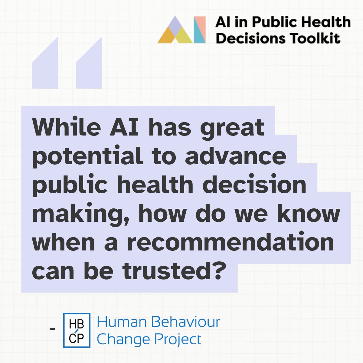 The <a href="/HBCProject/">Human Behaviour Change - APRICOT</a> team provide some important reflections on the considerations when using AI in public health decisions, following the launch of their toolkit.
👉 Read the blog: ucl.ac.uk/behaviour-chan…
👉 Access the toolkit: …ificialintelligenceinpublichealth.org/home