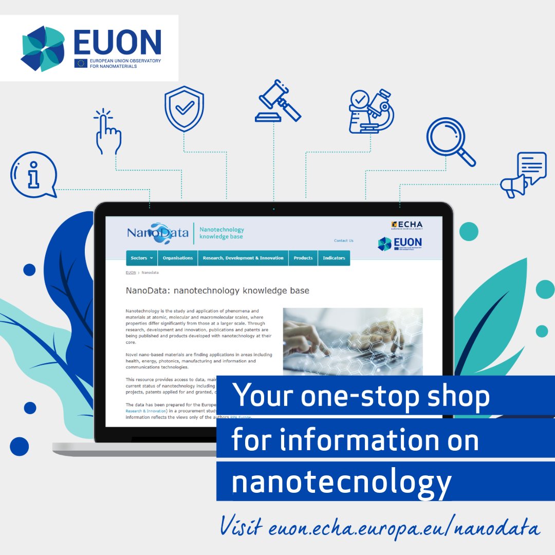 EU_ECHA's tweet photo. #EUON - Discover a wealth of information on products, research projects, patents, and more — all in one place, NanoData. 🔗https://t.co/4Vc0kSeN6u
This free database has everything you need to stay informed in the field of #nanotechnology. https://t.co/hpizO0UQ7L