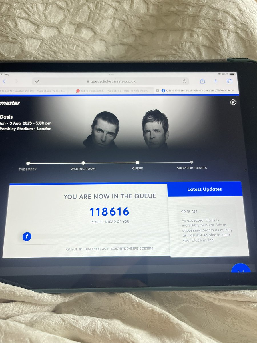 philipmidgley's tweet photo. @liamgallagher queued 6 hrs. They wanted £358.10 each and I wanted 4 for my family.  Couldn’t afford that so left the queue.  Now no email from ticketmaster re new dates.  Is this the way to treat a boy from Newall Green. https://t.co/D5Hpzrgk4L