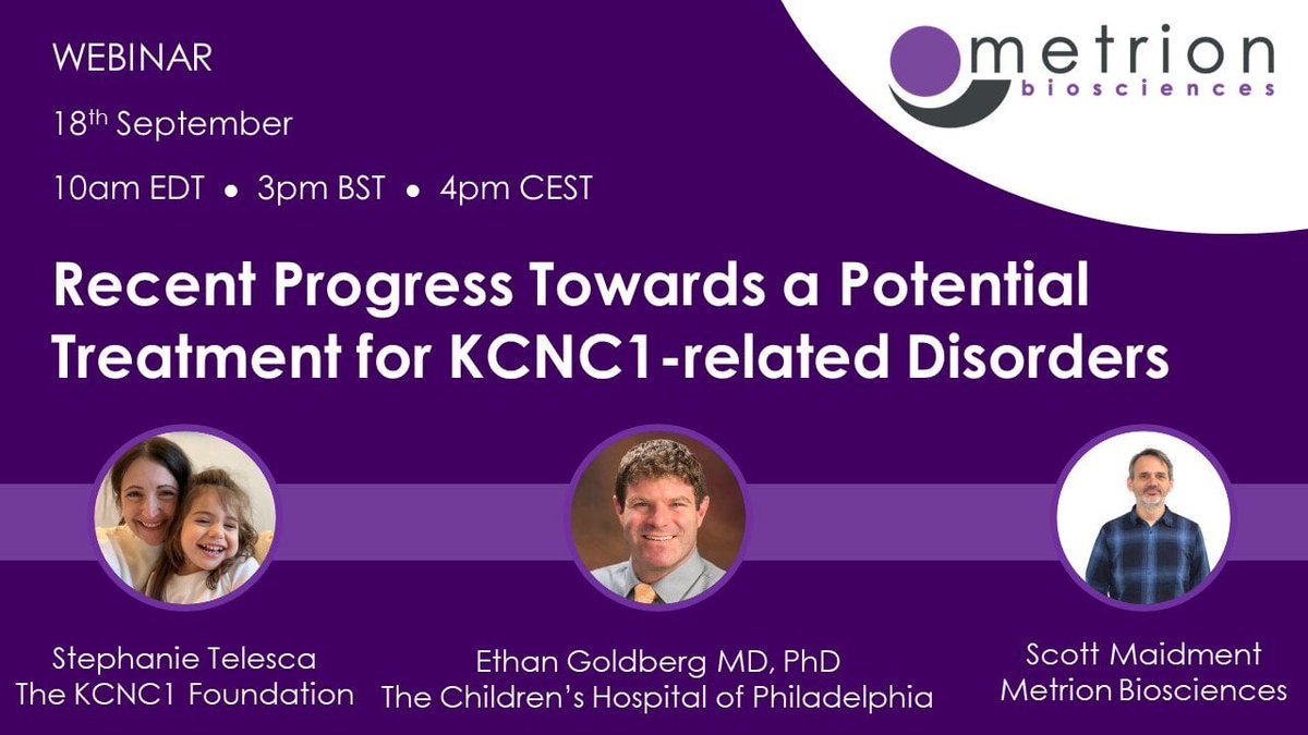Metrion_Biosci's tweet photo. 18 September • WEBINAR
Recent Progress Towards a Potential Treatment for KCNC1-related Disorders.

Register: https://t.co/Mk8h4eogIV

#drugdiscovery #CRO #CNS #screening #lifesciences #ionchannels #drugrepurposing #epilepsy #raredisease #rarediseases https://t.co/8Z7Ofup3Py