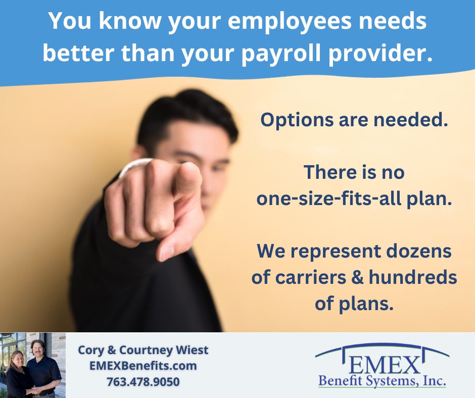 EmexBenefits's tweet image. We represent dozens of carriers and hundreds of plans.
#NoBundleInsurance #OptionsMatter #EMEXCanHelp