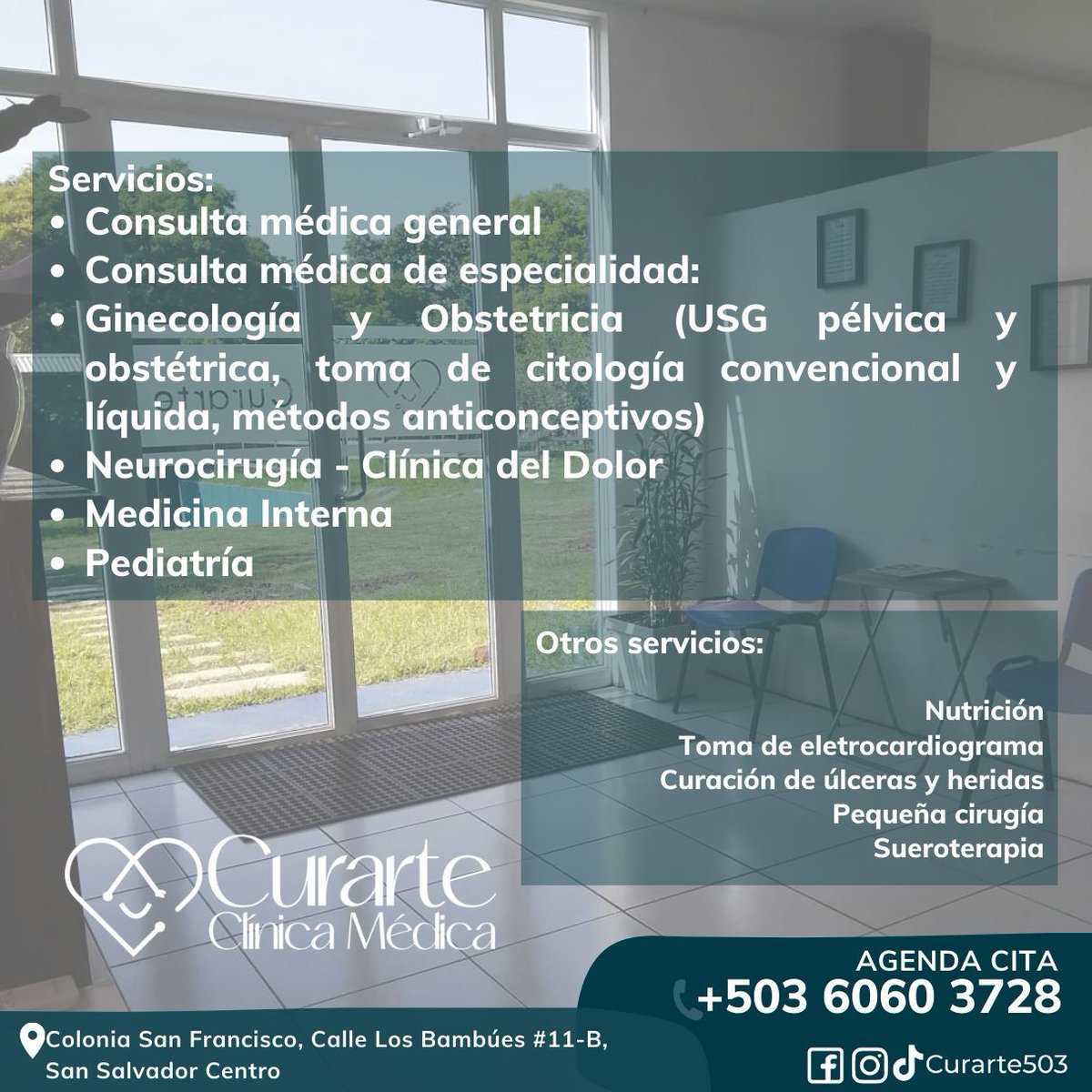 Recuerda todos los servicios que ofrecemos en nuestra clínica, donde curar es un arte. 😉

 #Doctores503 #Nutri503 #Curarte503 #Neuro503 #Pedia503 #MedicinaInterna503 #Gineco503