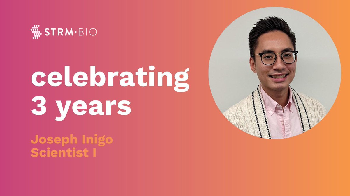 Congratulations to Joseph Inigo on 3 years at <a href="/STRMbio/">STRM.BIO</a>! Thank you for all of your hard work, and we're grateful to have you on our team, bringing #genetherapy to life!
