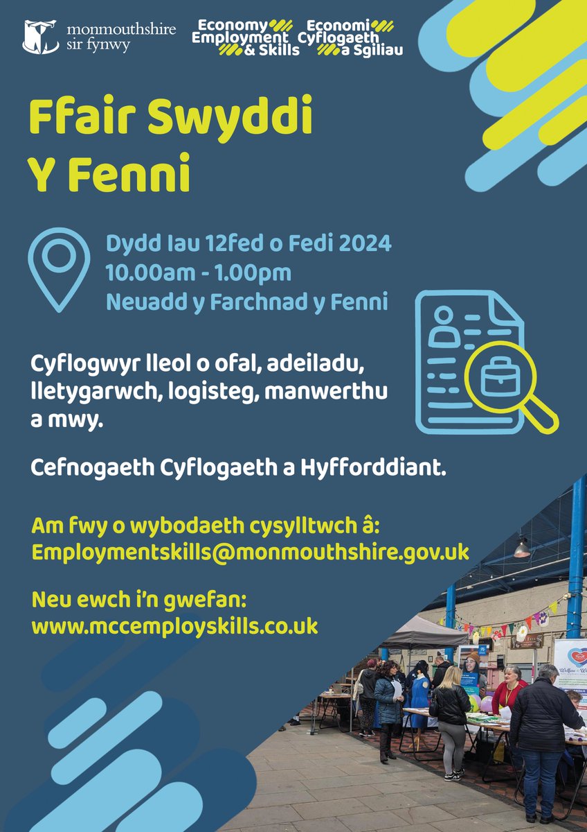 𝟯 𝗱𝘆𝗱𝗱 𝗶 𝗳𝘆𝗻𝗱!

📢𝗙𝗳𝗮𝗶𝗿 𝗦𝘄𝘆𝗱𝗱𝗶 𝗬 𝗙𝗲𝗻𝗻𝗶 - 𝟭𝟮/𝟬𝟵/𝟮𝟬𝟮𝟰📢

Ydych chi'n edrych am optsiynau cyflogaeth? Dewch draw i Ffair swyddi #yfenni.

#cyflogaeth #ffairswyddi #monmouthshire #sirfynwy