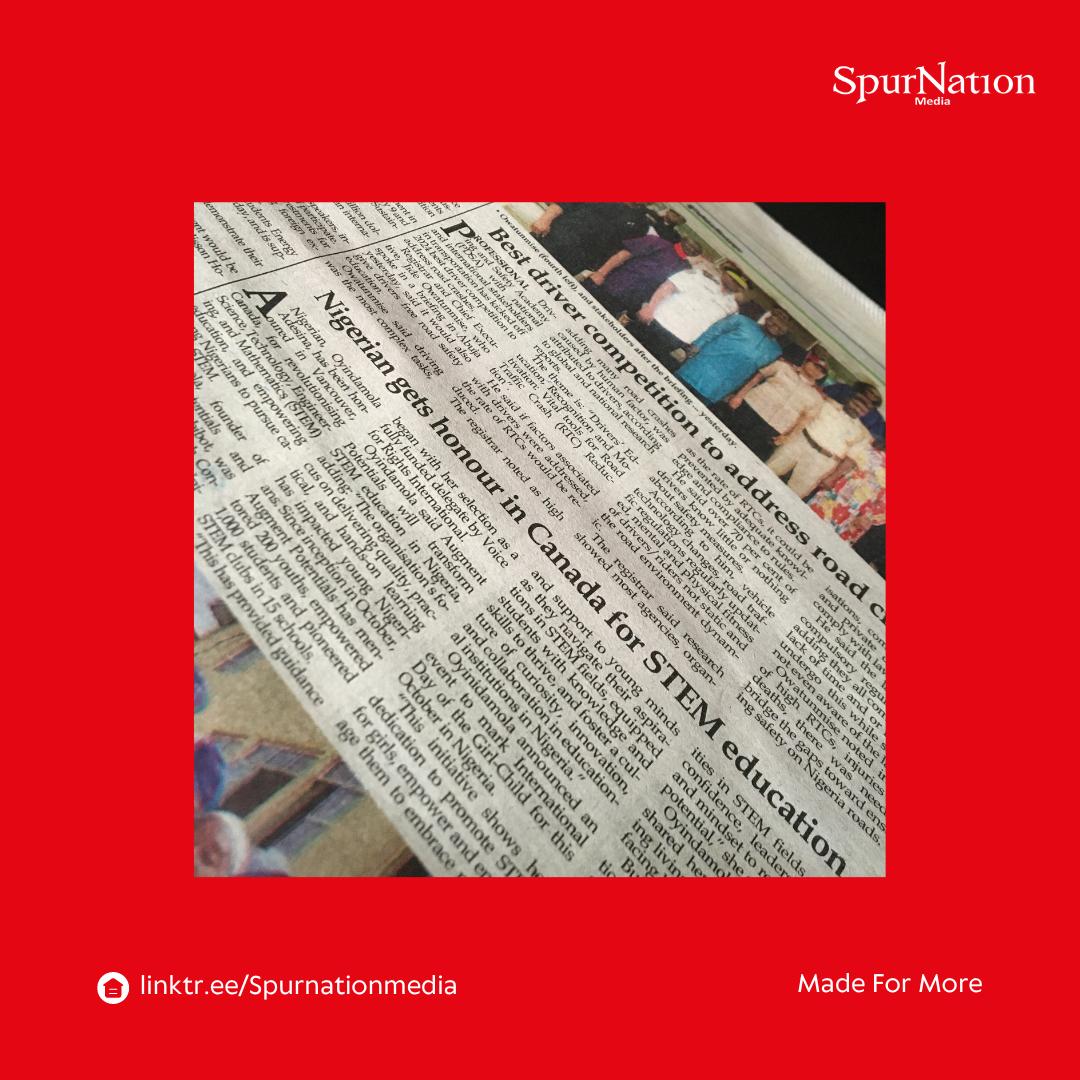 We wrote and distributed a powerful press release for our client, Oyindamola Adesina, spotlighting her incredible journey and achievements. The release was featured on The Nation and Bee News print and online platforms, showcasing her work in revolutionizing STEM education...

🧵