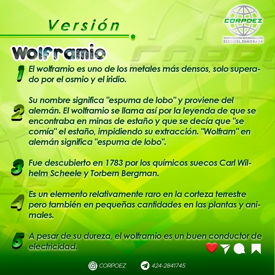 #somoscorpoez
#metales
#minerales
#wolframio
#contenido
#curiosidades