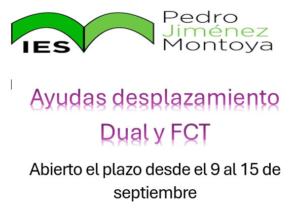 Enlaces, para realizar, las solicitudes para desplazamiento  Dual y FCT curso 23/24

DUAL:
juntadeandalucia.es/educacion/secr…

FCT:
juntadeandalucia.es/educacion/secr…