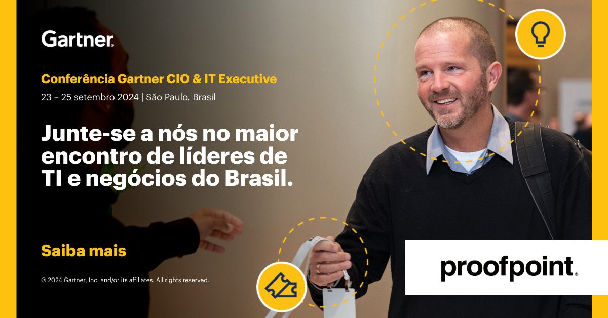 MarcosNehme's tweet photo. Entre 23 e 25/09, a Proofpoint participará do Gartner #SaoPaulo #Brasil, que reúne executivos para compartilhar insights e tendências sobre TI e negócios.  Nos encontramos lá!  https://t.co/W2vhXA2ODQ 
#Gartner #CIO #Security #Proofpoint https://t.co/xnhUm9MKhs