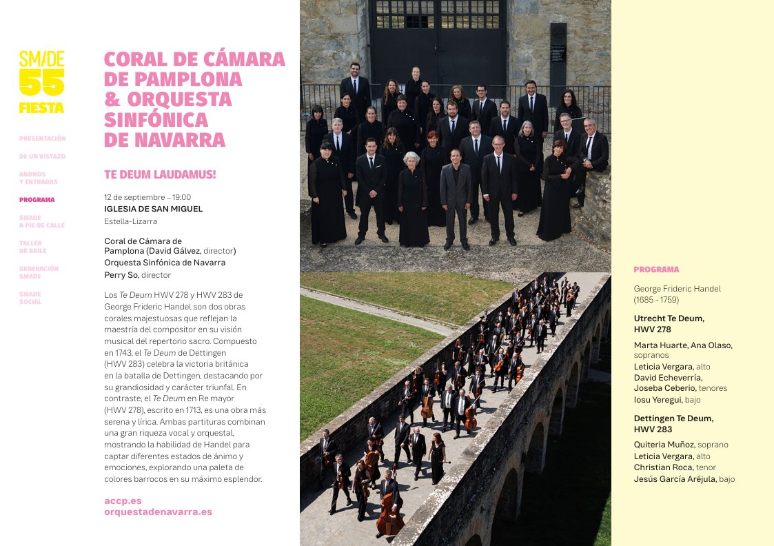 orquestanavarra's tweet image. Este jueves ofreceremos un concierto con @CoralPamplona en el marco de la 55º Semana de Música Antigua de Estella #SMADE .

G. F. Händel: Utrecht Te Deum y Dettingen Te Deum. HWV 283

🗓️ 12/09, 19 h.
📍 Iglesia de San Miguel (Estella-Lizarra)
🎟️ Entradas: acortar.link/zYqlTJ