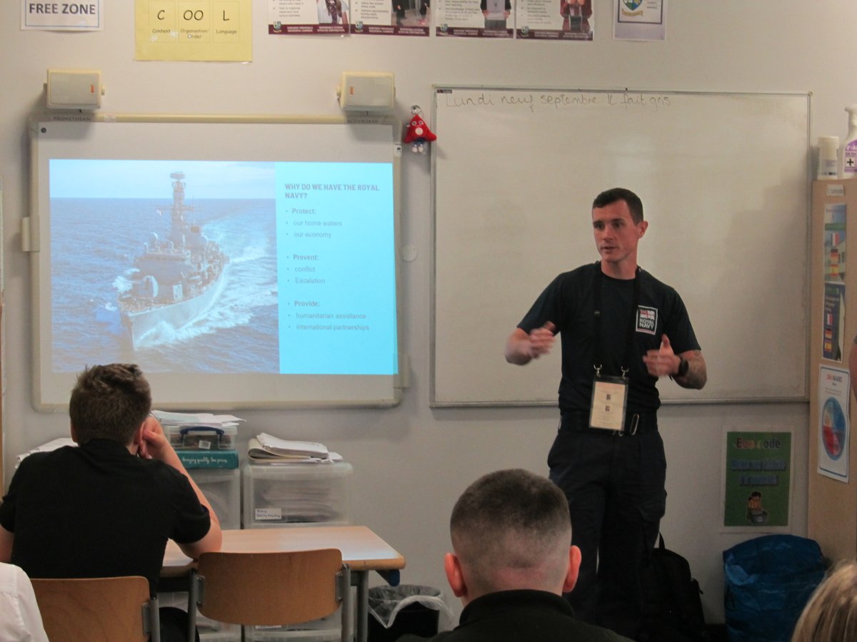 We are very grateful to LS Hammond and LS Davies who spoke to our S3 Modern Languages students about the role of languages in the Royal Navy.
<a href="/Greenwood_Acad/">Greenwood Academy</a>  <a href="/RoyalNavy/">Royal Navy</a>   <a href="/AyrshireChamber/">Ayrshire Chamber</a>