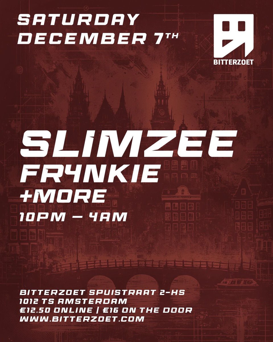 dj_slimzee's tweet photo. 🚨 December 7th catch me in Amsterdam at Club Bitterzoet 🚨 

For tickets &amp; more information click the link below ⬇️ 

https://t.co/4xSPKHmJW3

#Dubstep #2Step #Breakbeat #UkRap #Grime #UKG #Amsterdam #Bitterzoet https://t.co/7NQ9S9GSOn