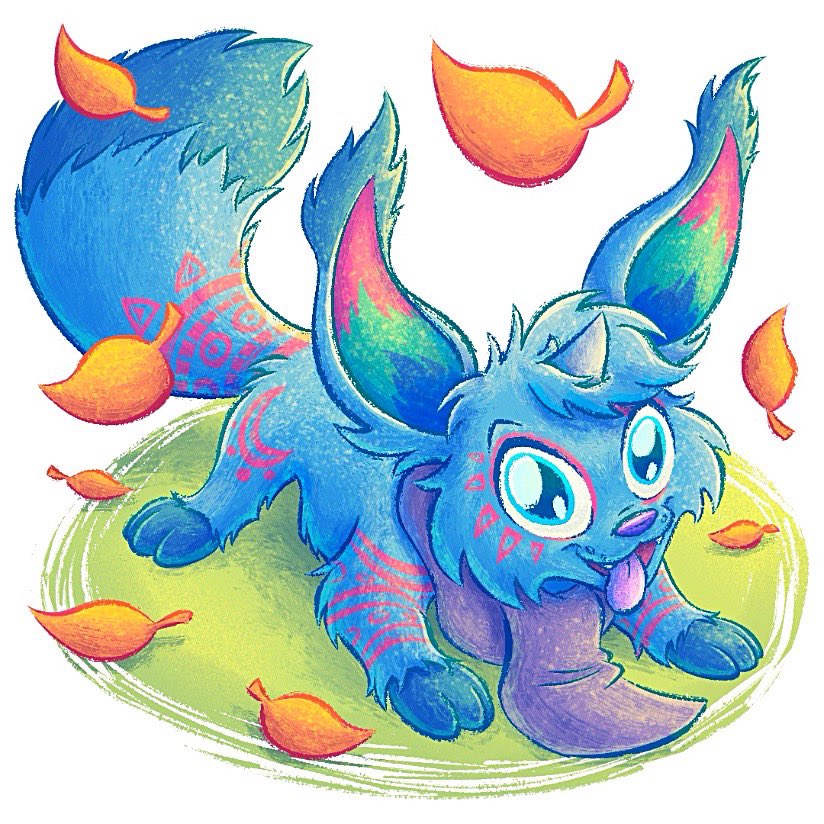 Here’s a commission I made for <a href="/TheSummonerFox/">Kitsunal Negai 💙🐾🦊</a> . Thanks a lot for trusting me! I always enjoy drawing my version of an OC.