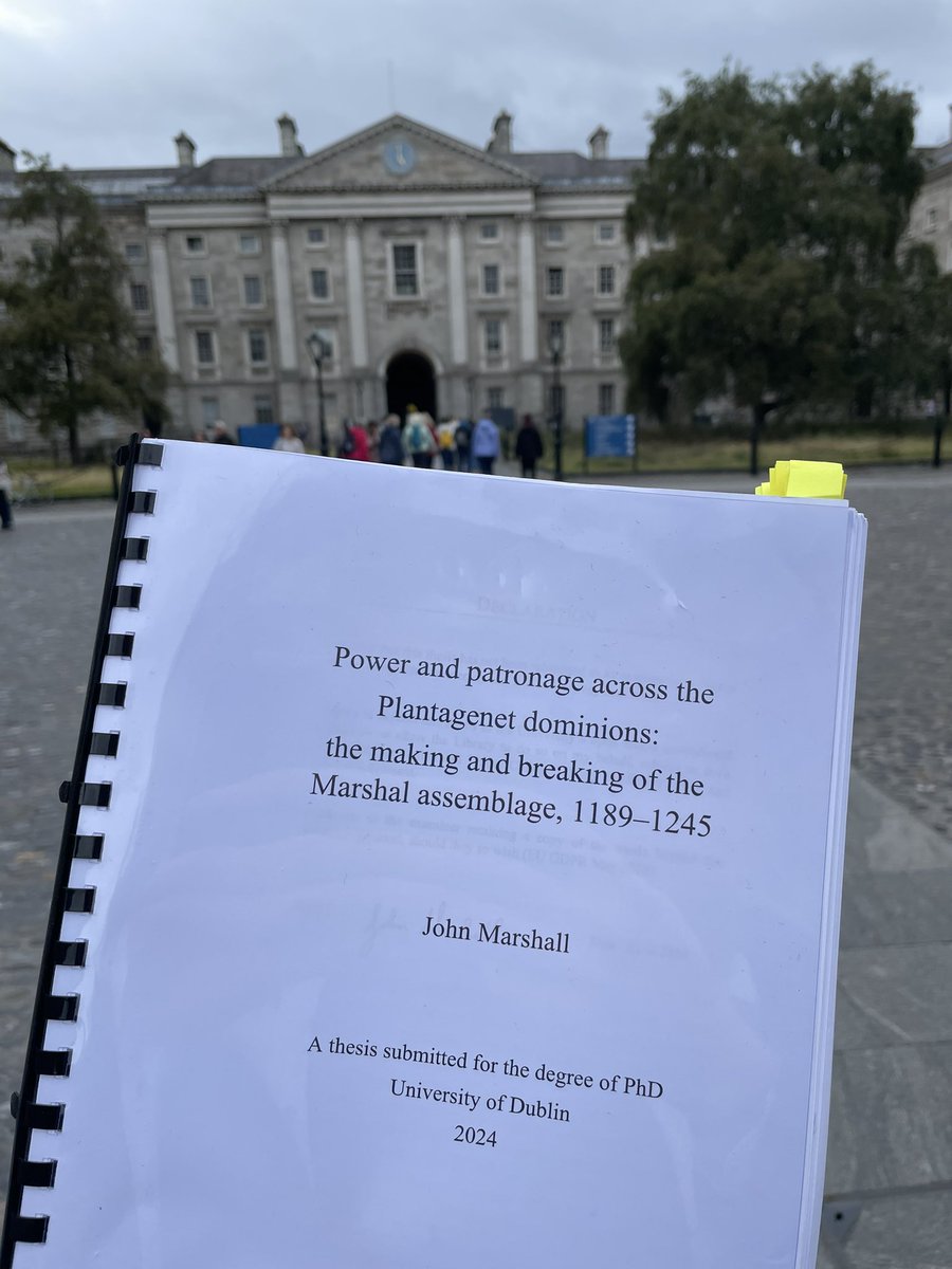 Delighted to say that I defended my PhD thesis today. Thanks to my examiners, Daniel Power and Peter Crooks, for their engagement and encouragement, and my supervisor Seán Duffy for all of his help! Excited for the next chapter.
<a href="/TCDHistHum/">TCD Histories</a> @HistoryTcd <a href="/ihr_history/">Institute of Historical Research</a> <a href="/RoyalHistSoc/">Royal Historical Society</a>
