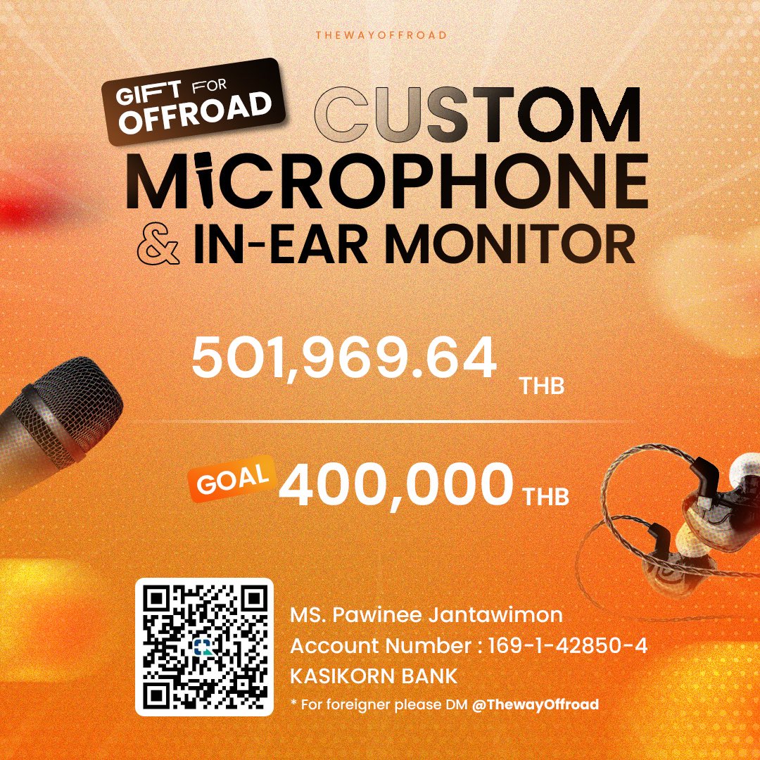 ThewayOffroad's tweet photo. Special gift for Offroad 🎤🎁
#GiftForOffroad
Donation Update ✨
09.09.24 | 9 PM
💸 Total amount : 501,969.64 ฿
🔗 : https://t.co/tCRZS9f61G
ขึ้นแสนที่ห้าแย้วว ไมค์แกลม ๆ จะมาถึงอะยังน้าา 🫣 ว่าไปหม่ามี๊ พี่สาวก็ยังสามารถมาเติมความแกลมได้ถึงสิ้นเดือนนี้เลยนะคะ 😇
#ออฟโรด #offroadKTP #ThewayOffroad