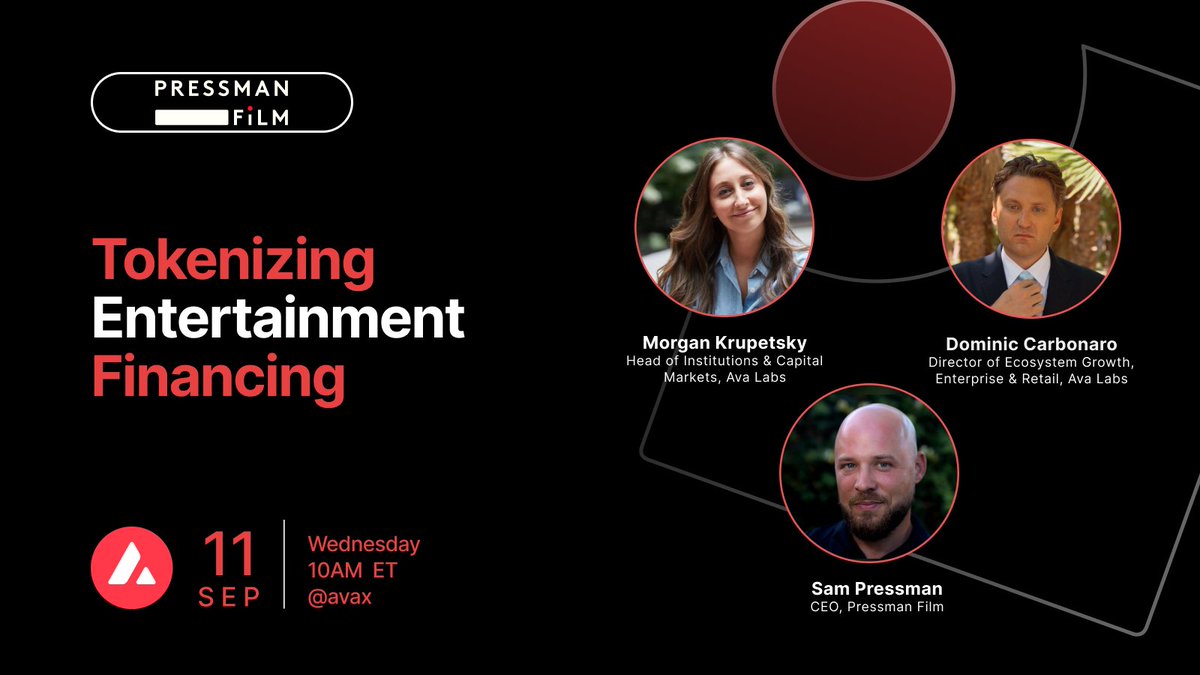 A new era of independent film financing is happening on Avalanche 🎬

Legendary production company Pressman Films is allowing everyday fans to co-invest alongside institutional and accredited investors in their next slate of films.

On this week's Spaces, we unpack how
