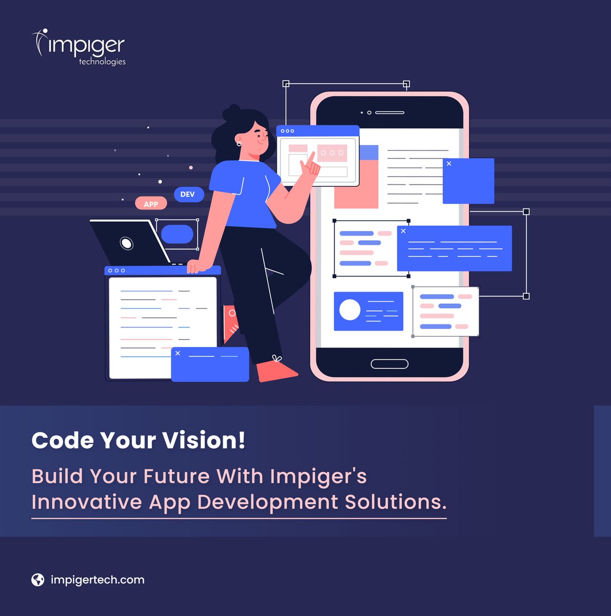 ImpigerTech's tweet image. Struggling to bring your #app idea to life?🤔Turn your vision into success! Our expert #app_development team crafts innovative, #user_friendly apps that engage users and drive business growth, whether it&apos;s #Android, #iOS, or #cross_platform. 
🌐 Visit: impigertech.com/application-de…