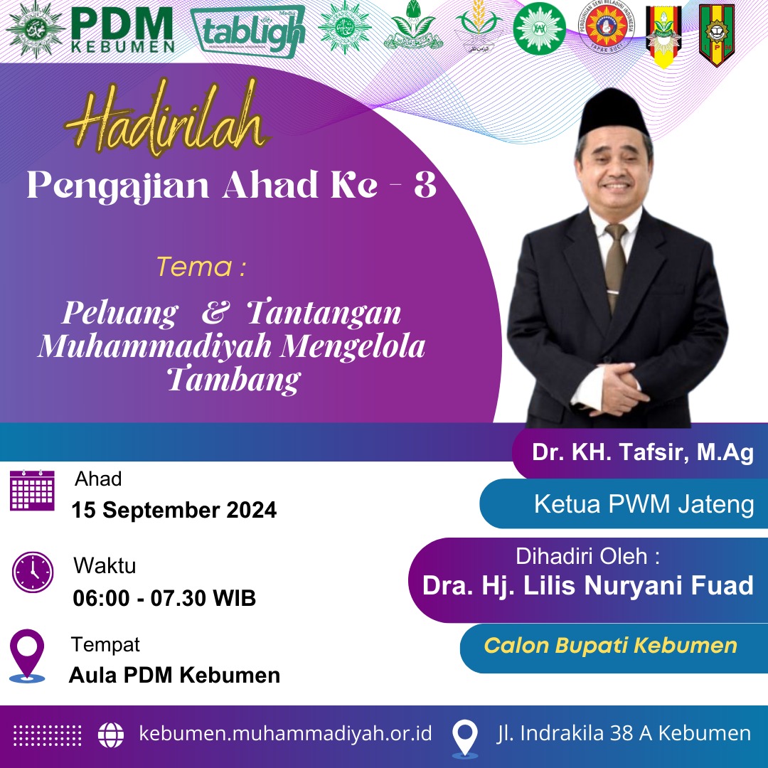 AdiHamidFuadi4's tweet image. Ngaji Bareng Ketua PWM Jateng Bapak Tafsir dan Calon Bupati Kebumen Ibu Lilis #pengajian #ahad #pagi
