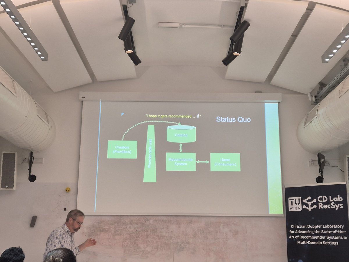 And now <a href="/rburke2233/">Robin Burke</a> prompts us to think about (content) providers #CDLRecSys <a href="/tu_wien/">TU Wien</a> Collaborating with #AI workshop