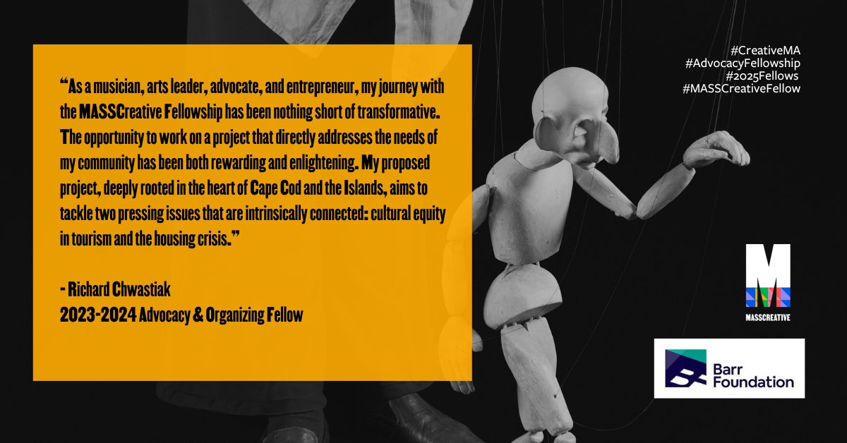 We believe in the power of the Advocacy &amp; Organizing Fellowship. But don't take our word for it: see what this year's fellows have to say. Attend our info session on Thursday, 9/12 at 12:30 PM for more info. Thank you @barrfdn for your support. #CreativeMA mass-creative.org/events-2-1/fel…