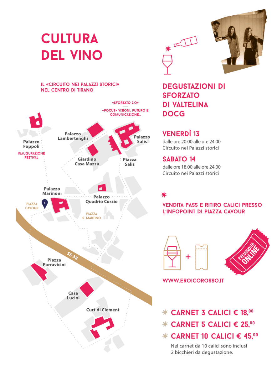 Eroico Rosso è Cultura del Vino

In degustazione oltre 30 etichette di Sforzato di Valtellina DOCG ma anche ricchi eventi esclusivi!

Prenota ora la tua esperienza su: eroicorosso.it

#eroicorosso #sforzato #winefestival 
#tirano #valtellina #mediavaltellina
