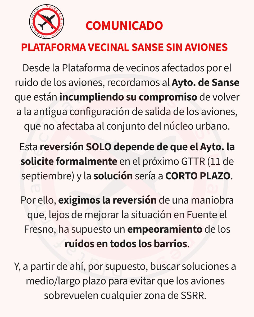 Plataforma vecinal Sanse SIN aviones tweet media