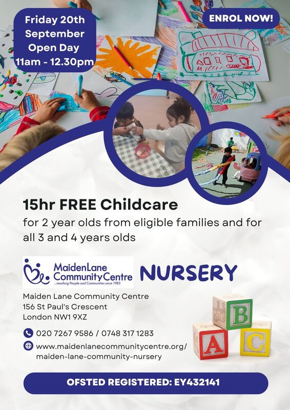 Maiden Lane Community Nursery open day on Friday 20th September, 11am - 12.30pm #softplay #playdough
