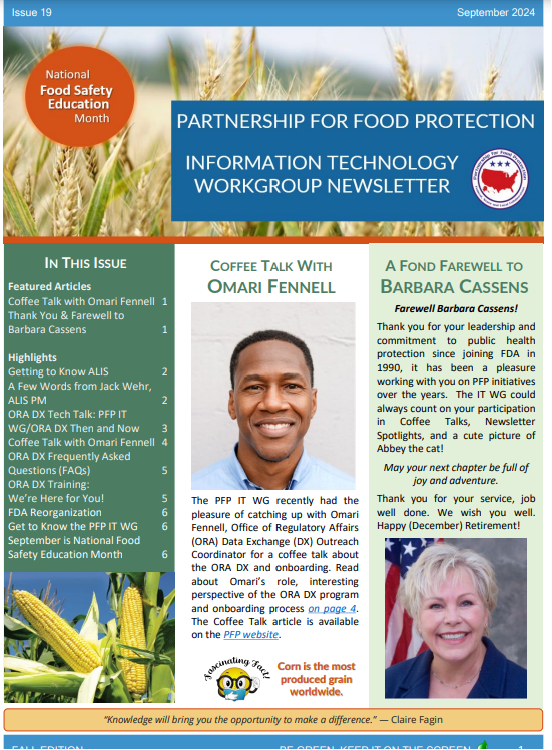 pfp_ifss's tweet photo. Happy Monday! Grab a #cupofcoffee and start your week off with the Sept. edition of the PFP's IT newsletter. ☕️ https://t.co/Luc7XcwazI. #pfpnews #informationtechnology .@FDA_ORA https://t.co/aTwmonv8EX