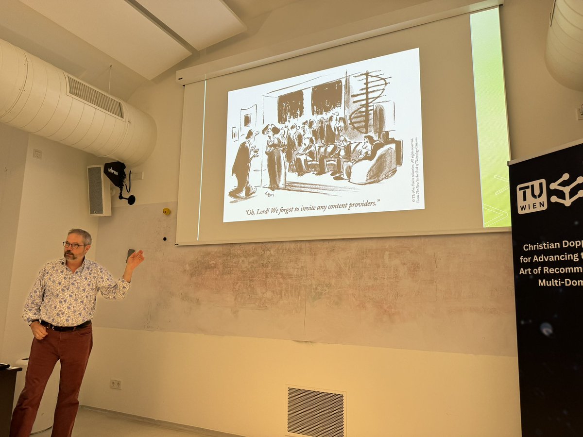 Great insights from <a href="/rburke2233/">Robin Burke</a> at the #CollaboratingwithAI Workshop <a href="/tu_wien/">TU Wien</a> ! Discussing the role of providers as collaborators in RecSys - and a reminder that we mustn’t forget the content providers!  #CDLRecSys