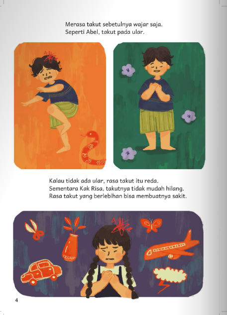 bibabercerita's tweet photo. Nambah lagi referensi buat belajar kesehatan mental dengan sederhana lewat buku anak.

Kali ini soal gangguan kecemasan.

"Abel takut ular, tapi kalau tidak ada ular rasa takut itu reda.
Sementara Kak Risa takutnya tak mudah hilang."

Gampang dimengerti kan?

#BibaBercerita https://t.co/1N90CEsy5Q