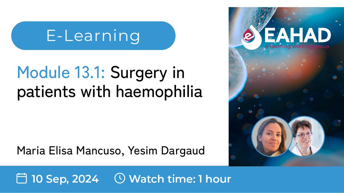 EAHADnews's tweet photo. Are you ready to explore how surgical precision meets #haemophilia care? 🩺 Join Maria Elisa Mancuso and Yesim Dargaud in diving into the complexities of surgery planning, treatment strategies and the benefits of multidisciplinary management. Watch it now: https://t.co/3uaXZj9jlk https://t.co/Ds1UAiaQhV