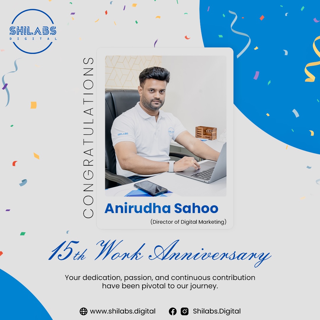 ShilabsDigital's tweet image. 🎉 Congratulations, Anirudha Sahoo , on your 15th Work Anniversary! 🎉Your dedication and exceptional leadership have been pivotal to Shilabs’ success and milestones. 
#WorkAnniversary #WorkAnniversaryCelebration #ShilabsDigital
