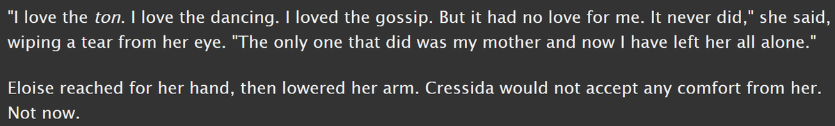 Cervidame's tweet image. Cressida &amp;amp; Eloise have one last goodbye before Cressida is forced to go to Wales. one shot. #ao3 (aka the goodbye we could've had if s3 wasn't a pacing mess but i digress) #creloise 
archiveofourown.org/works/58822273
