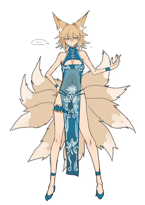 #東方Project #八雲藍 九尾の狐の頃の勝負ドレスを久しぶりに着て、満更でもないがちょっと恥ずかしい藍さま 