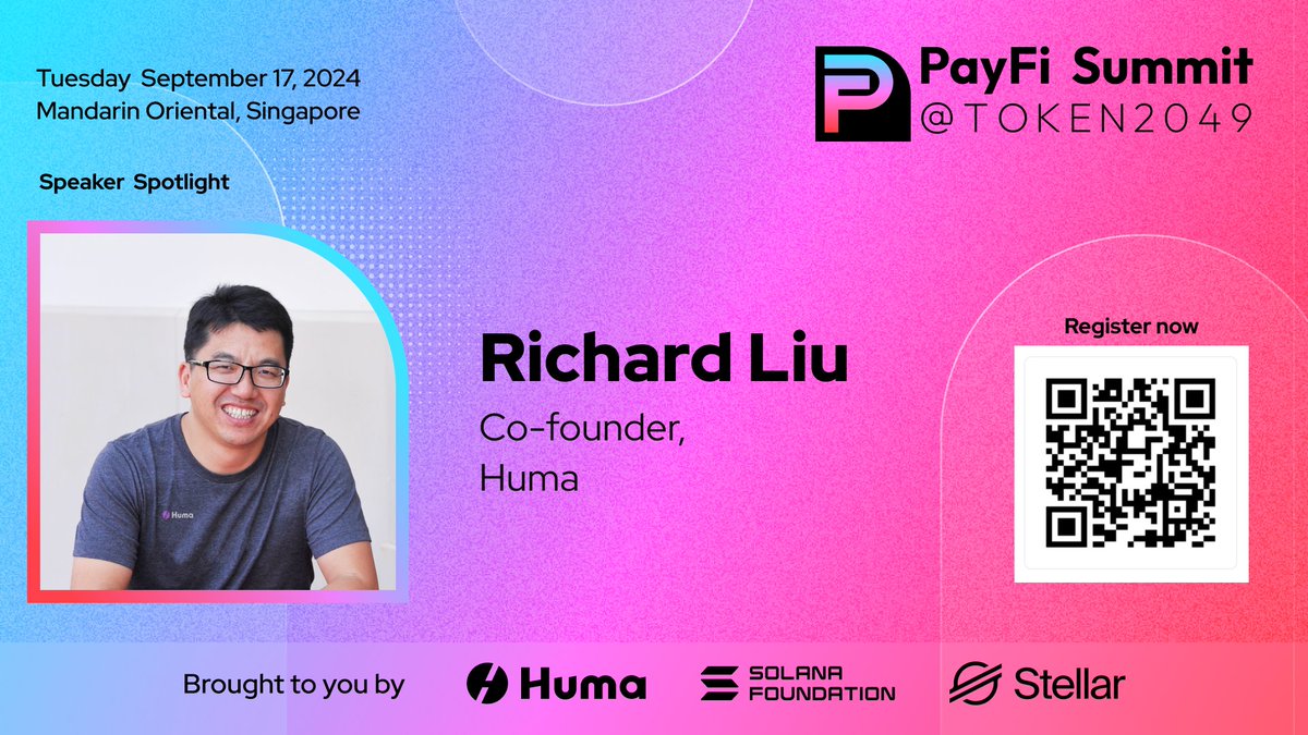 Our very own Richard Liu, Co-founder and Co-CEO at Huma Finance, will be  sharing his insights at the PayFi Summit @Token2049! Stay tuned for more  updates as we count down to the