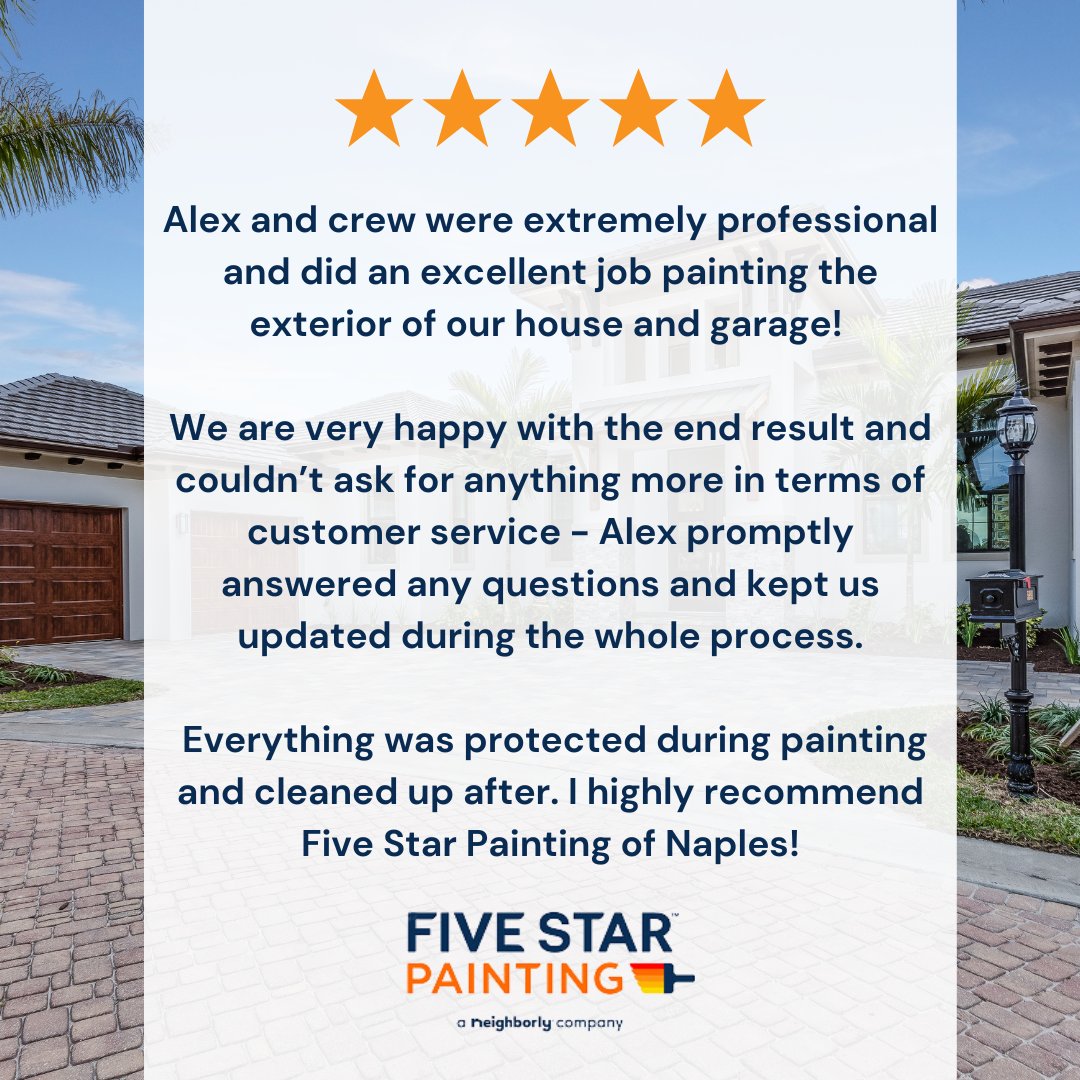 FiveNaples's tweet photo. Five star Painting consistently delivers five star results.

Book now and discover the difference a team of professional painters makes to every paint project. https://t.co/JippUvMuEr