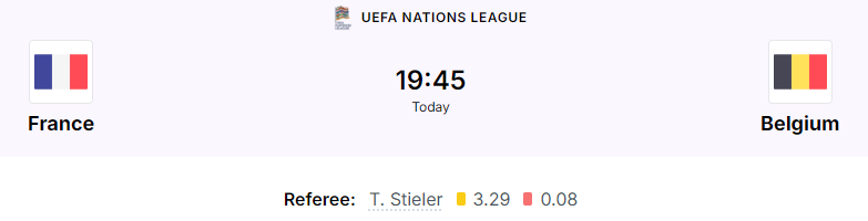 YellowCardGuru's tweet photo. 🇫🇷  France vs Belgium 🇧🇪
⏰ 20:45
👨‍⚖️ T. Stieler 🟨 3.29 

🟡 Onana 3.9 YoSports
🟡 Tielemans 6.5 B365
🟡 Dembelé 12 B365

#FranceBelgium https://t.co/1rZ6Gg9trf