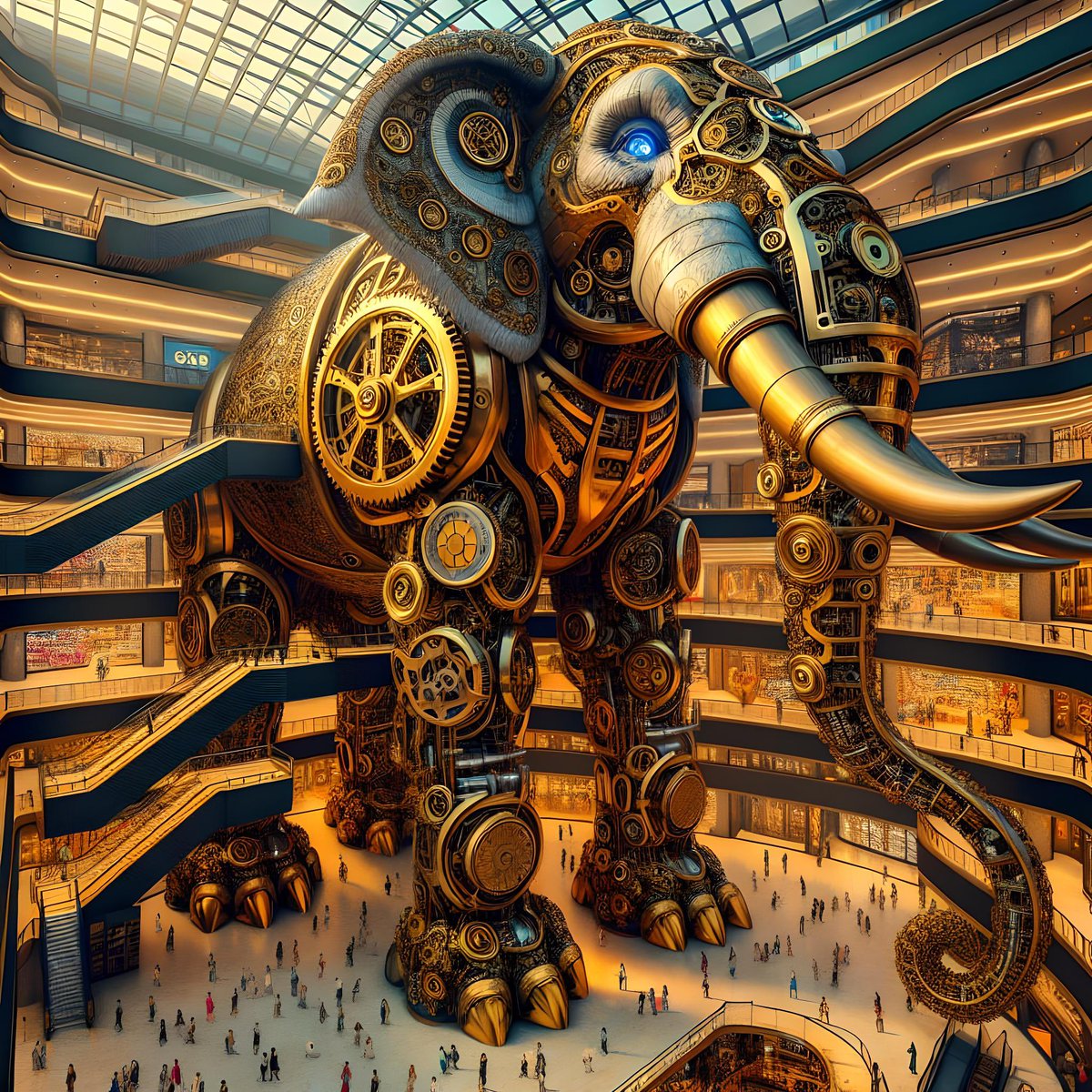 Our $100 winner in our daily ai art competition is Elvirayanti Mahyor for this piece “Mechanical Elephant in the Dubai Mall.” Congratulations! #aiart #aiartist #aiartcommunity #aiartcompetition #optimusawards