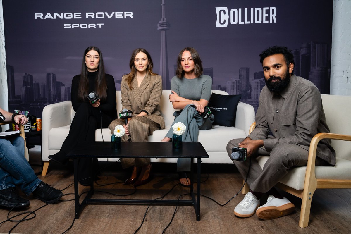Collider's tweet photo. Elizabeth Olsen, Alicia Vikander, Himesh Patel, and director Fleur Fortuné at the Cinema Center to talk about 'The Assessment.'

Courtesy of our sponsors Range Rover, MARBL Toronto, Poppi, Legend Water, and Don Julio.

#TIFF24 https://t.co/WqCN6l7UsV