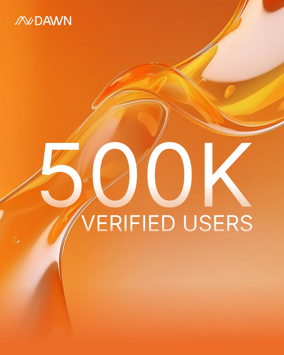 🚨Exciting update!🚨 We surpassed 500,000 verified users on our DAWN Validator Extension over the weekend! 

Get involved here if you haven't already: tinyurl.com/36dahudc