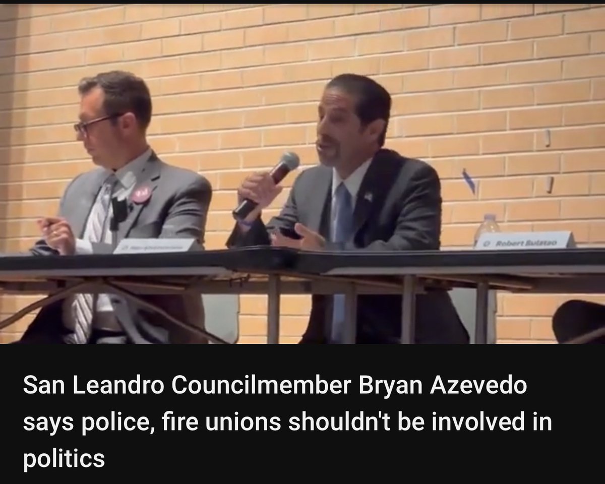 What is also disturbing is how CM Azevedo claims to represent “working families” but now says police &amp; fire unions have no place in politics. Police &amp; Fire Unions are working families too, who put their lives on the line in San Leandro 
<a href="/IbenabouDad/">SLPOA Pres</a> <a href="/alcofirefighter/">Alameda County Firefighters</a>
  2/3