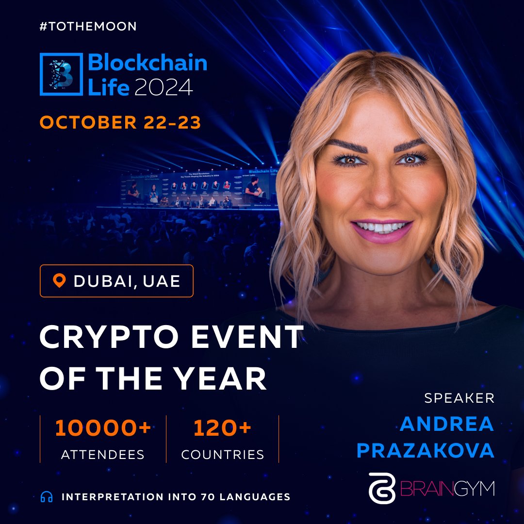 Andrea Prazakova Joins #BlockchainLife2024 in Dubai

Meet the Founder &amp; CEO of AndreaNow, BrainGym &amp; SpaceUncensored, and 10,000+ attendees on October 22-23. 

⚡️ Buy your ticket to the Crypto Event of the Year:
blockchain-life.com/?utm_source=sp…