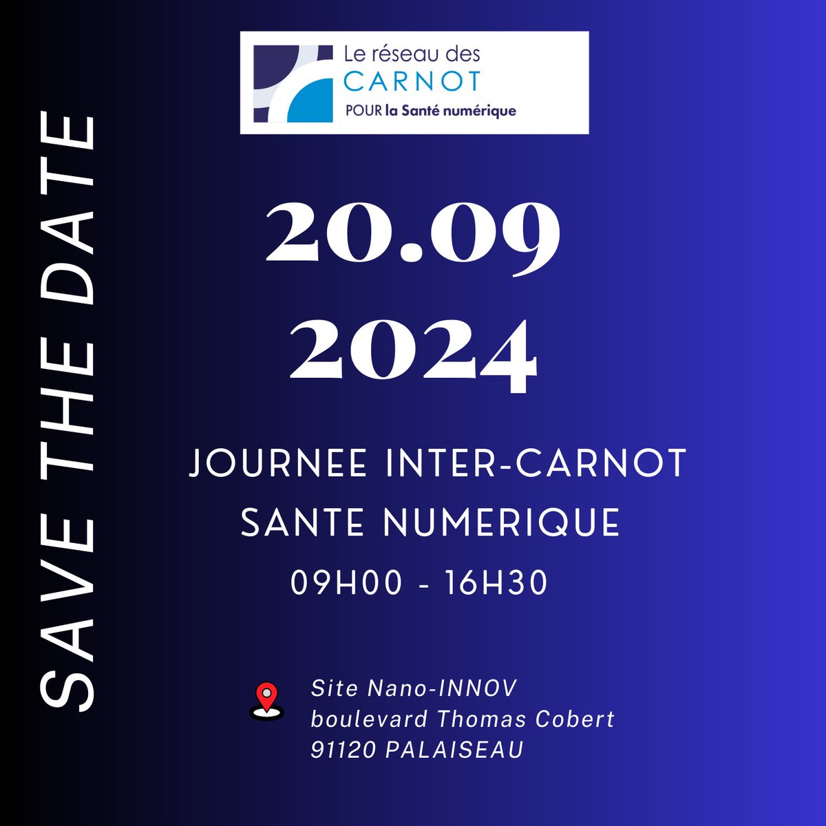 Institut Curie (@institut_curie) on Twitter photo 📢 Retrouvez l'Institut Carnot <a href="/CurieCancer/">CurieCancer</a> le 20 septembre lors de la Journée Inter-Carnot pour la Santé Numérique !
Au programme: discussions autour de l'utilisation des données de santé, indispensable pour accélérer l'innovation en santé.
Inscription: bit.ly/3KSezm5 📢 Retrouvez l'Institut Carnot <a href="/CurieCancer/">CurieCancer</a> le 20 septembre lors de la Journée Inter-Carnot pour la Santé Numérique !
Au programme: discussions autour de l'utilisation des données de santé, indispensable pour accélérer l'innovation en santé.
Inscription: bit.ly/3KSezm5