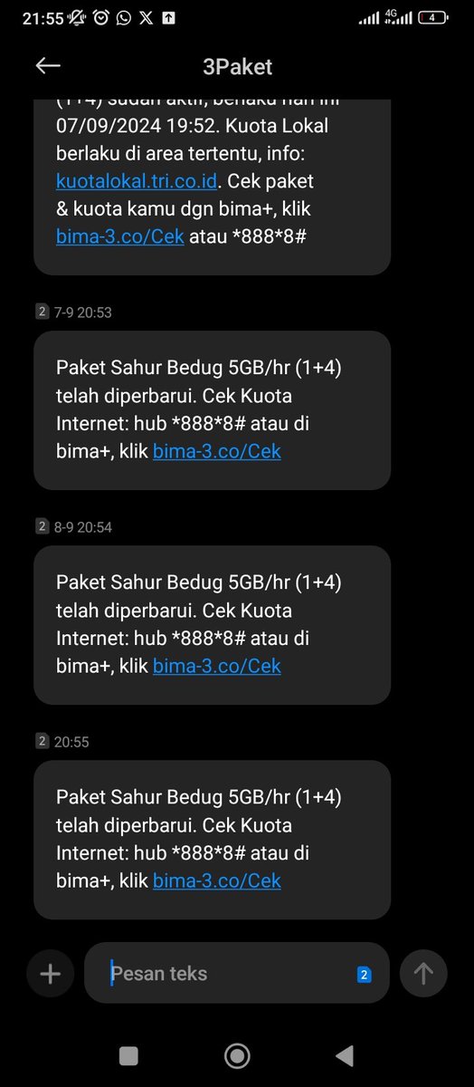 CunFighter's tweet photo. @3CareIndonesia min cara berhenti paket sahur bedug 5gb/hari (1+4) ini gimana ya? https://t.co/LTXh6KRyLl