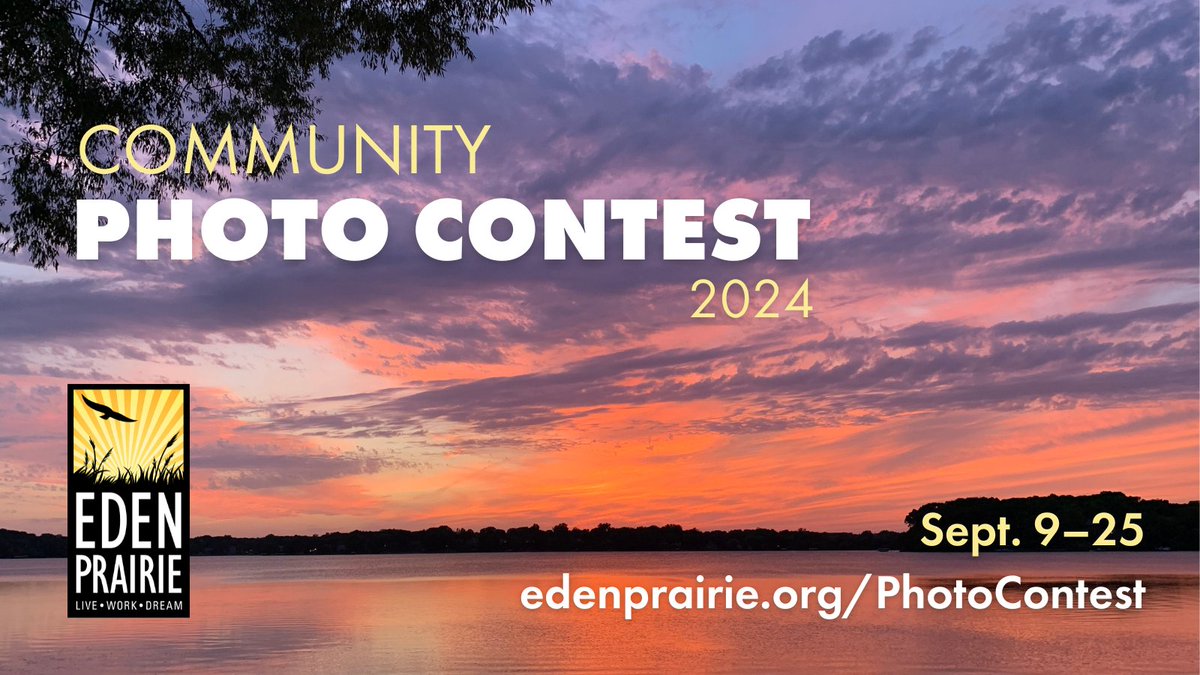 Our 2024 Community Photo Contest begins TODAY! You have until Sept. 25 to submit your best Eden Prairie photo for a chance to have your work featured in City publications. 🙌

Find contest rules and submission instructions at edenprairie.org/PhotoContest. Happy snapping!! 📸