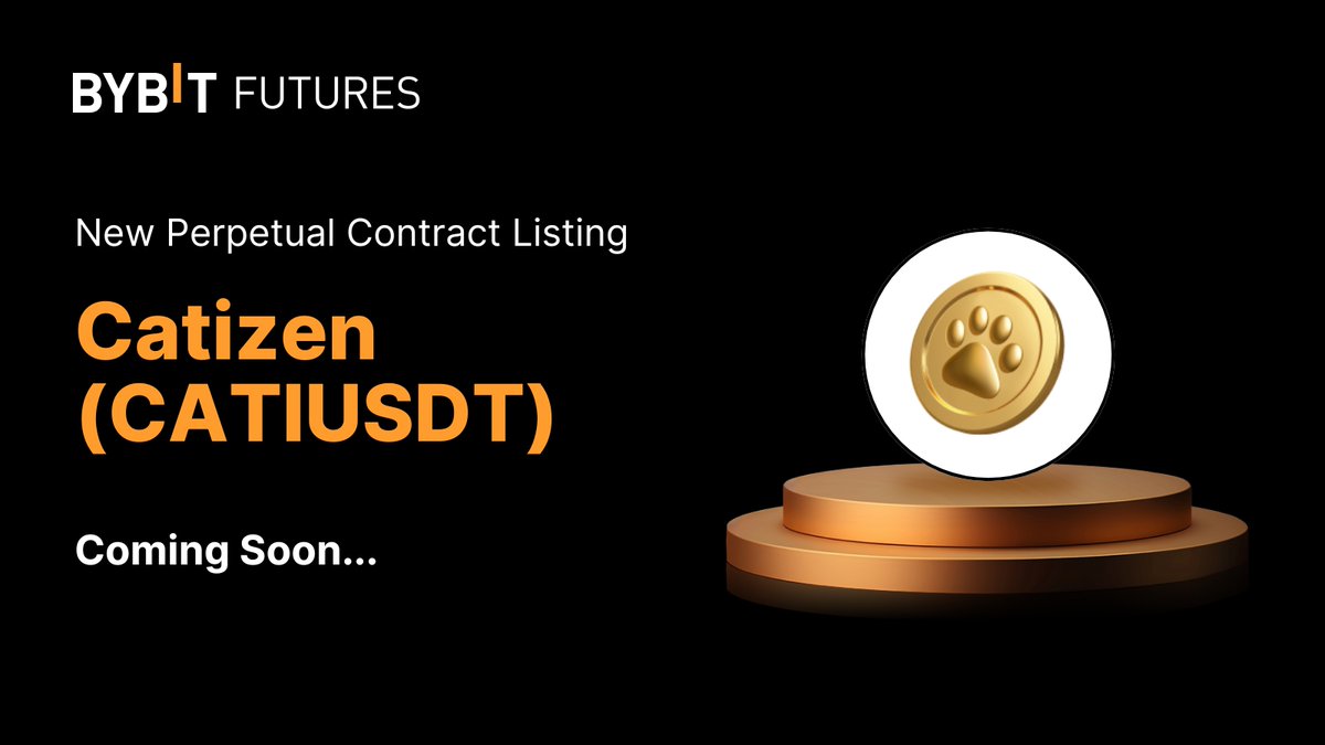 🚀 $CATI is coming soon to the #BybitContracts trading platform with <a href="/CatizenAI/">Catizen</a>!

Stay tuned for more updates.

#BybitContracts #BybitTrading